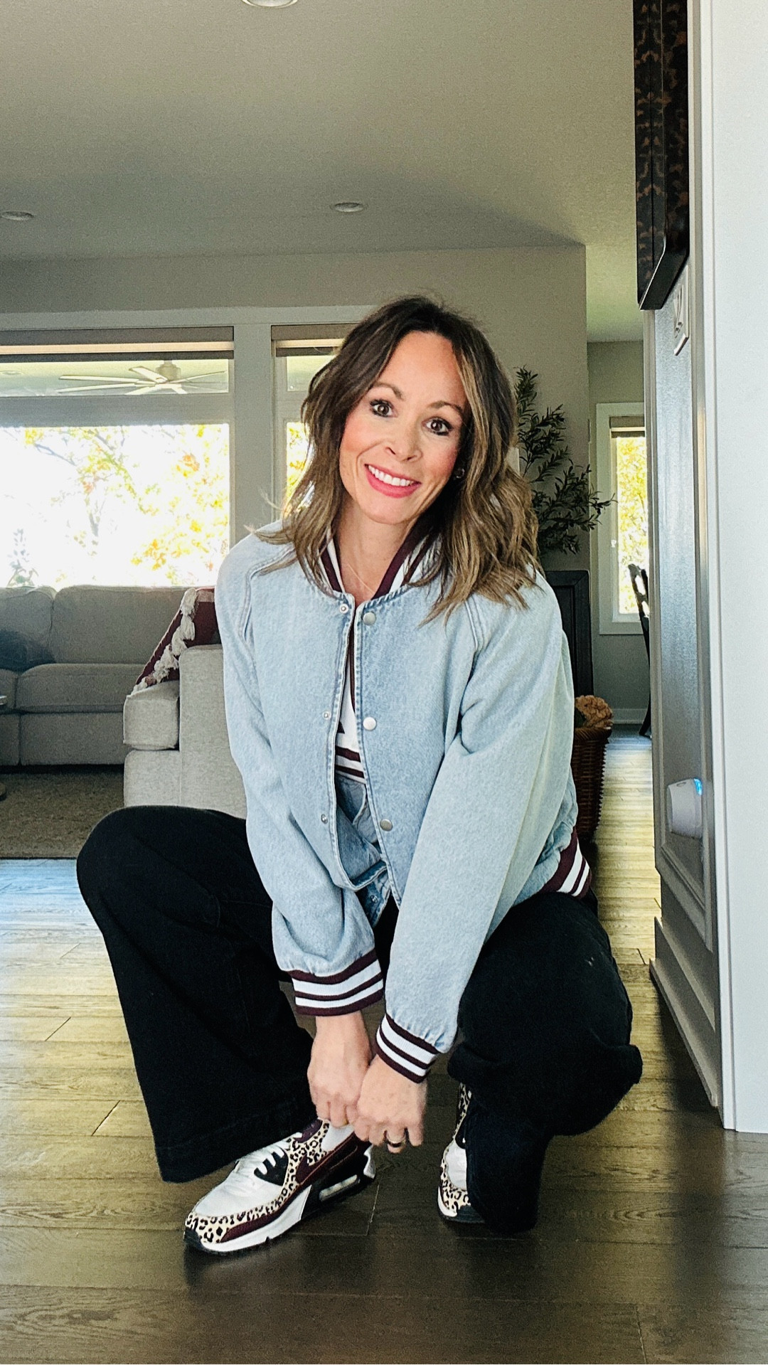 The perfect fall burgundy, maroon outfit, or perfect if these are your team or school colors. $10 Walmart shirt, target, varsity denim jacket, black, wide leg, denim, and my favorite burgundy, maroon and leopard Nike sneaker. This outfit is SO GOOD! The stripes on the shirt perfectly match the stripes in the jacket. Looks so cute like a matching set!


#LTKStyleTip #LTKOver40 #LTKFindsUnder50