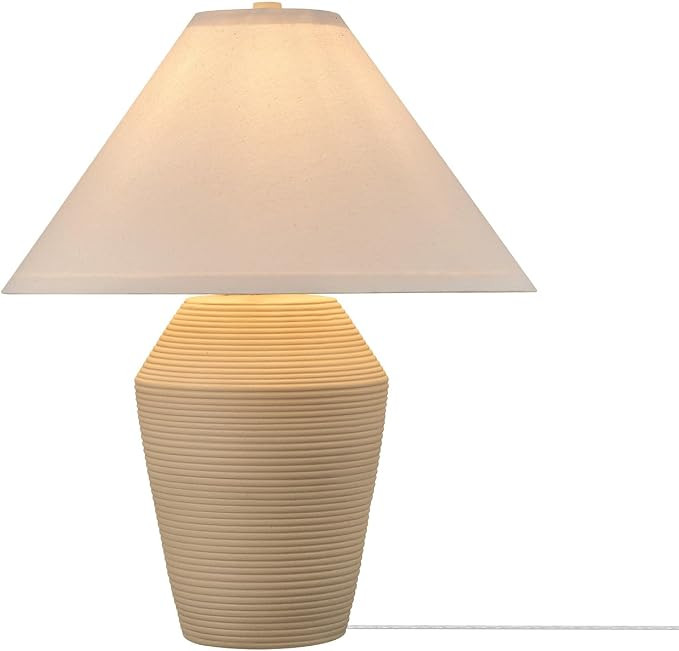 Globe Electric 18" Table Lamp, Ceramic Base, Tan, Linen Shade, Rotary Switch on Socket, Reading L... | Amazon (US)