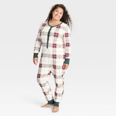 Women's Holiday Plaid Union Suit Red/Green - Hearth & Hand™ with Magnolia | Target