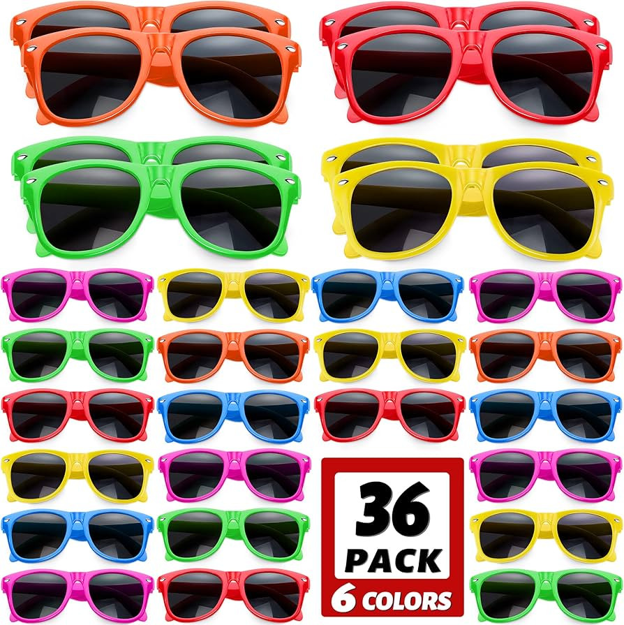 GINMIC Valentines Kids Sunglasses Party Favors, 36Pack Neon Sunglasses for Kids, Boys and Girls, ... | Amazon (US)