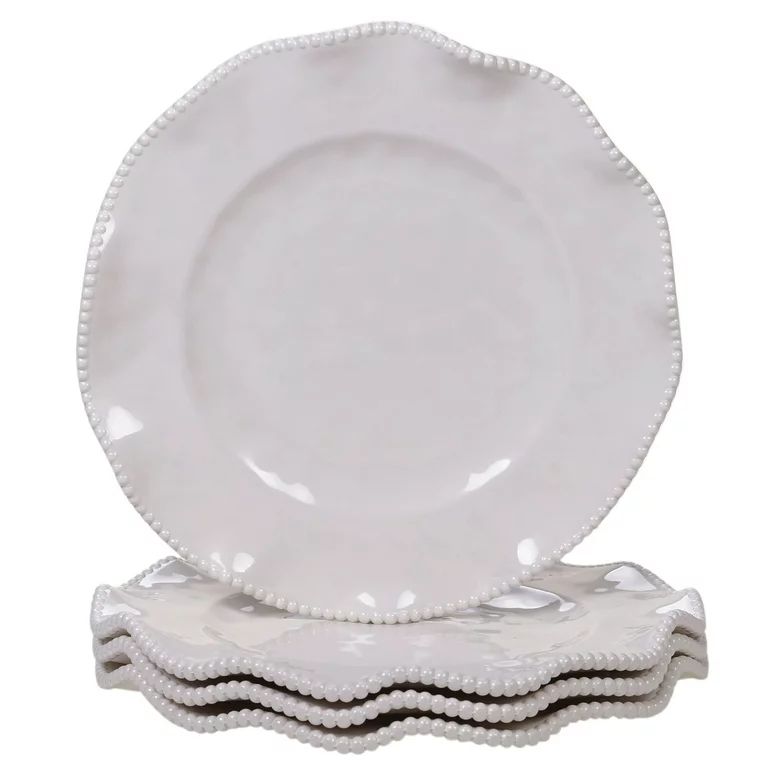 4pc Cream White Contemporary Perlette Dinner Plate Set 12" - Walmart.com | Walmart (US)