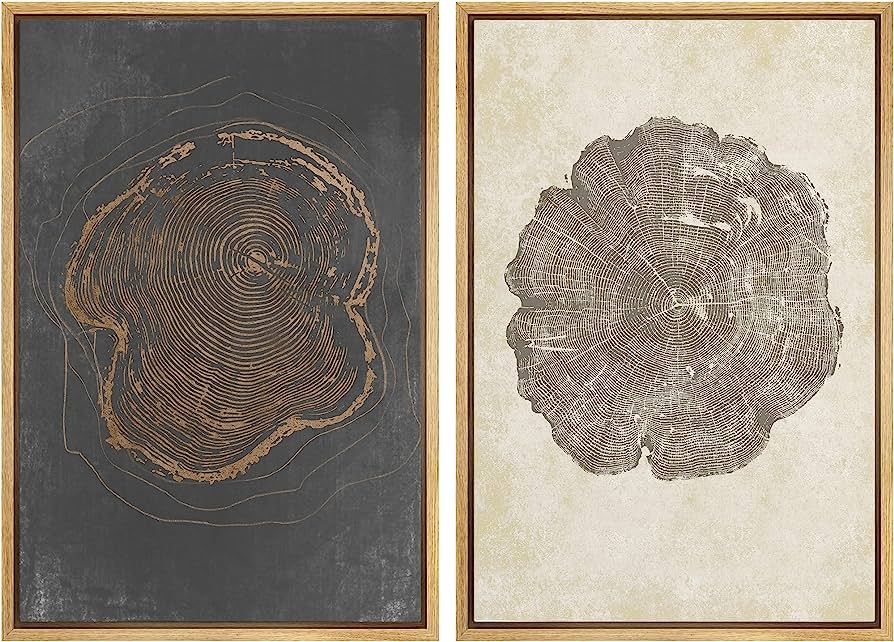 SIGNWIN Framed Canvas Print Wall Art Set Pastel Grunge Forest Tree Rings Abstract Shapes Illustra... | Amazon (US)