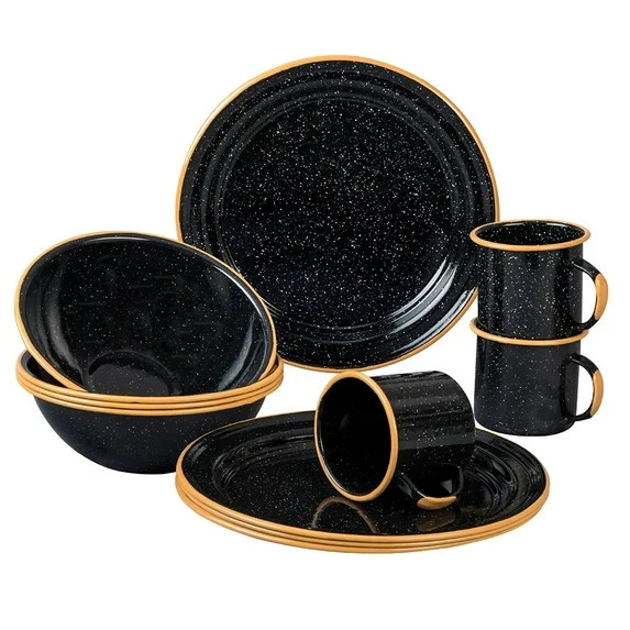 Granite Ware 12-Piece Outdoor Set, Enameled Steel, perfect for camping & picnics - Speckled Black... | Walmart (US)