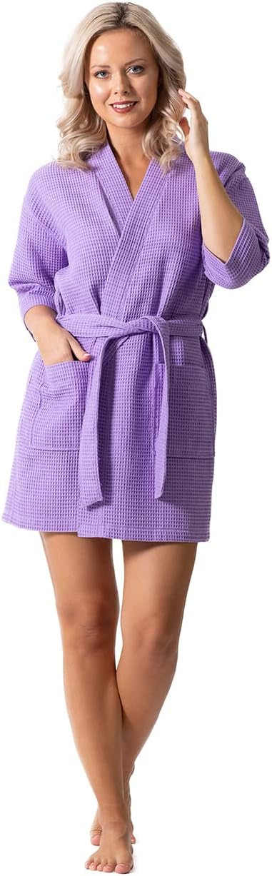 Turkish Linen Lightweight Waffle Knit Bath, Spa & Bridesmaids Kimono Short Robes for Women - Quic... | Amazon (US)