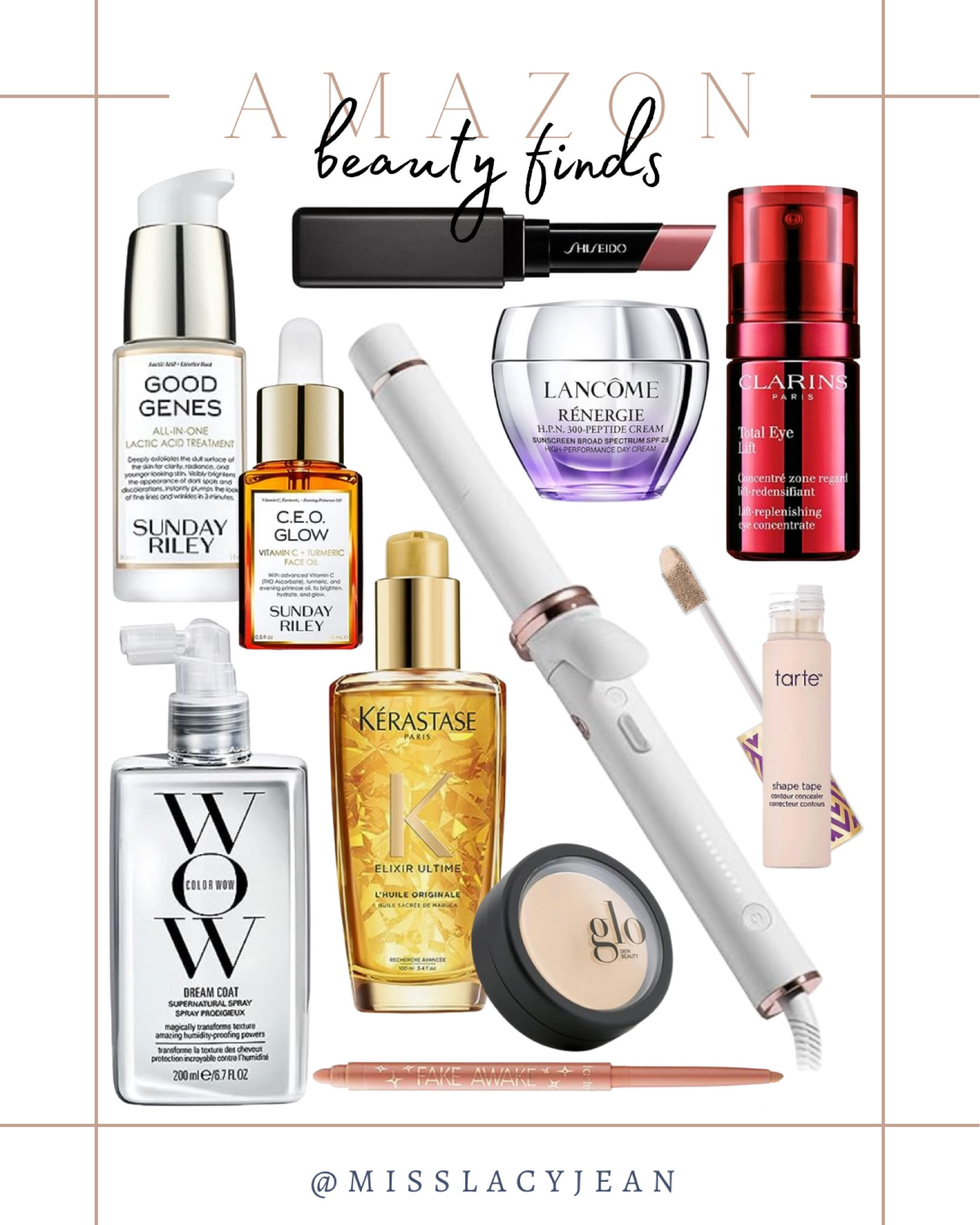 Amazon beauty finds include Clarins eye cream, KERASTASE Elixir hair oil, Sheliseido lip stick, Sunday Riley C.E.O Glow, Sunday Riley Good Genes, Curl wrap curling iron, Lancôme​ Rénergie H.P.N 300-Peptide Face Cream, Tarte face tape concealer, glo skin concealer, Tarte eye highlighter, COLOR WOW Dream Coat Supernatural Spray.

Amazon finds, Amazon beauty, beauty, premium beauty, beauty finds

#LTKfindsunder100 #LTKbeauty #LTKfindsunder50