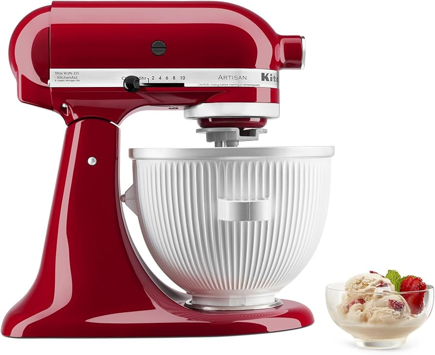 KitchenAid Ice Cream Maker Attachment Stand Mixer, 2 Quart, White | Amazon (US)