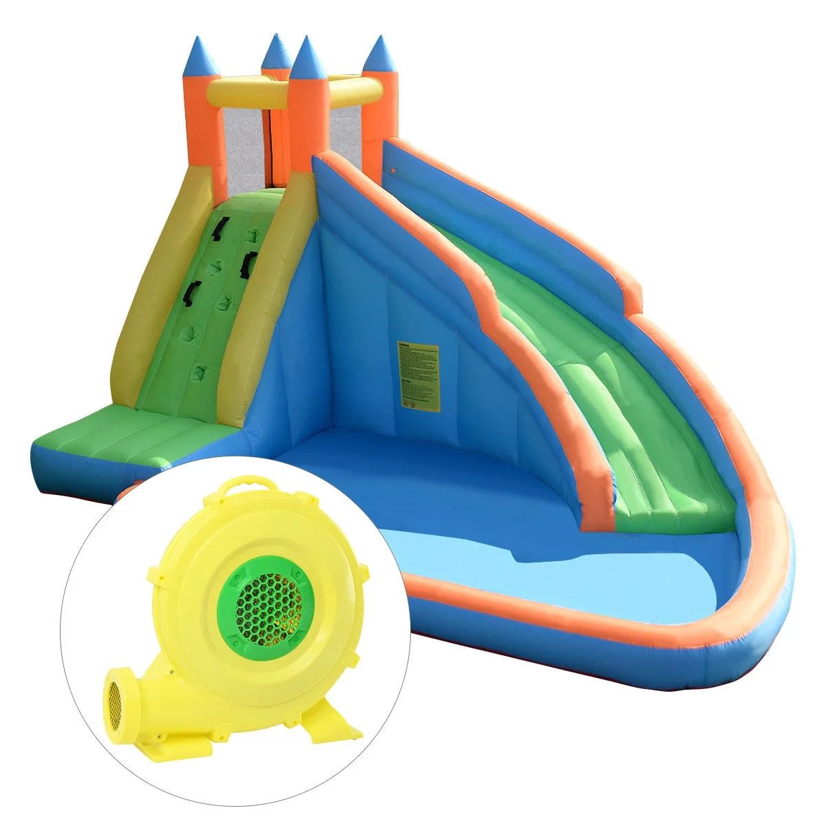 Goplus Inflatable Water Slide Mighty Bounce House Jumper Castle Moonwalk W/ 735W Blower | Walmart (US)