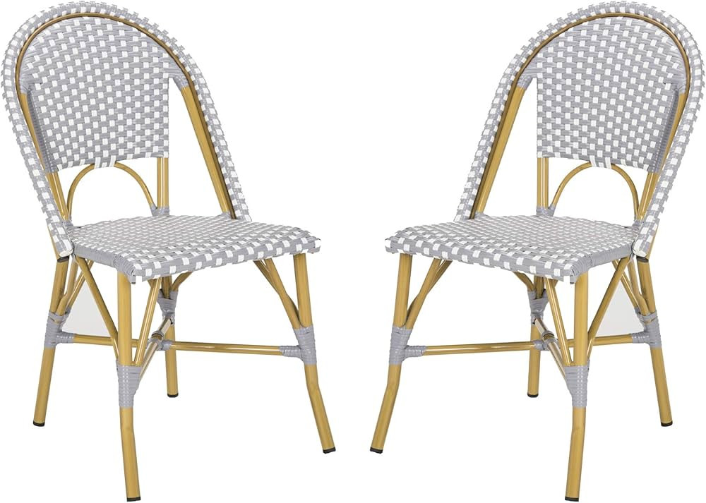 Safavieh Home Collection Hooper Indoor-Outdoor Stacking Side Chairs | Grey, White Light Brown | S... | Amazon (US)