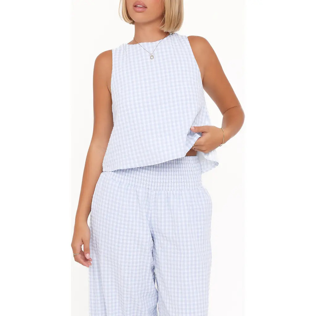 Petal & Pup Jillian Gingham Tank & Wide Leg Pants Set in Blue Gingham at Nordstrom, Size Small | Nordstrom