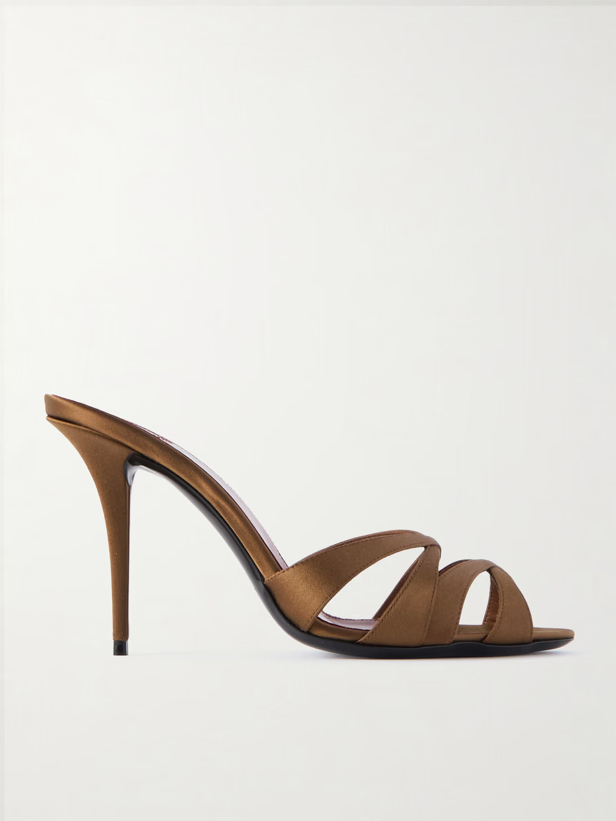 SAINT LAURENT - Chandelle Satin Mules - Brown | NET-A-PORTER (US)