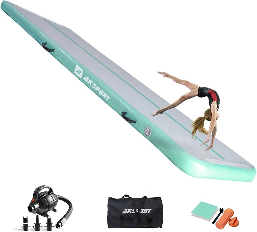 AKSPORT Gymnastics Air Mat Tumble Track Tumbling Mat Inflatable Floor Mats with Air Pump for Home... | Amazon (US)