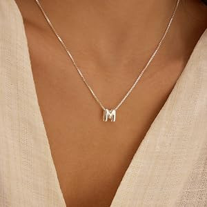 Amazon.com: MARYLAX Bubble Letter Necklace, Sterling Silver Plated Balloon Initial Necklace for W... | Amazon (US)