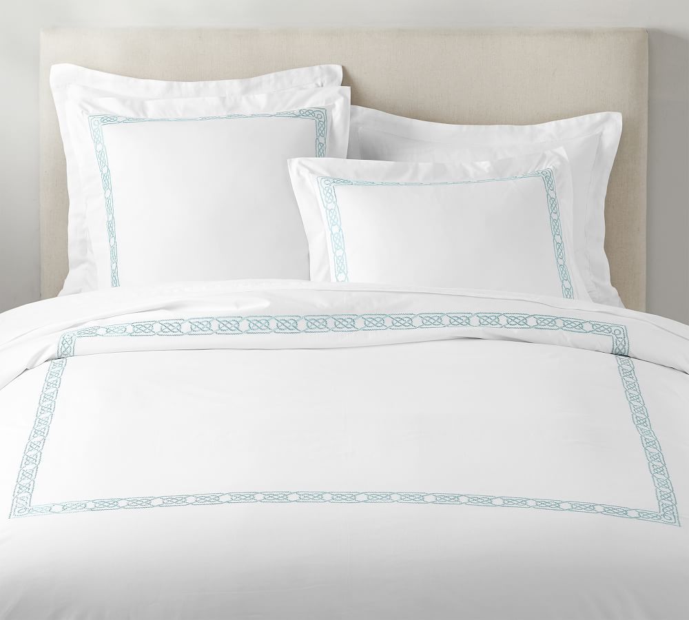 Rope Embroidered Organic Percale Duvet Cover | Pottery Barn (US)