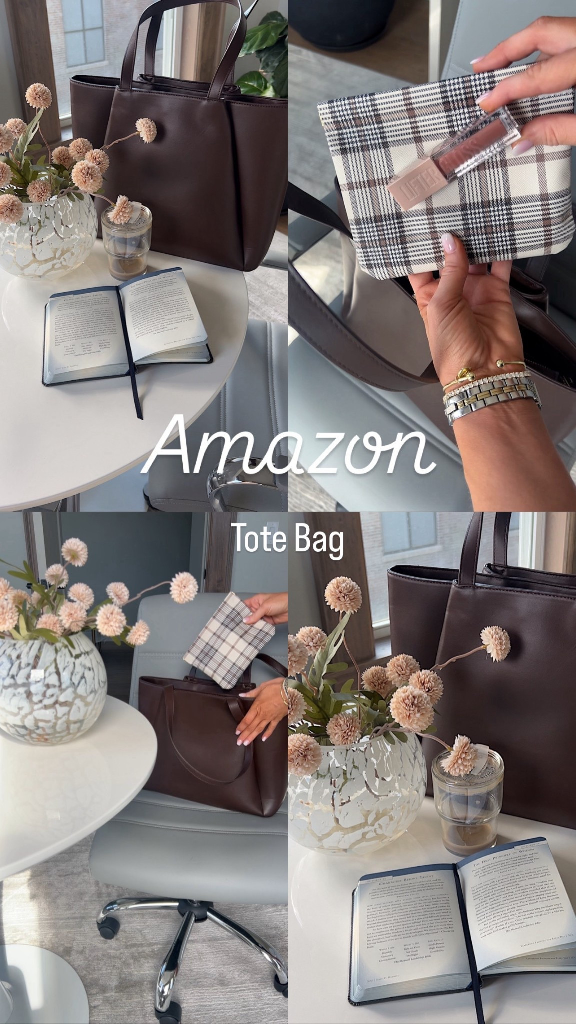 Amazon Tote Bag essentials- featuring this GORGEOUS brown tote bag for fall! This tote bag is such great quality for the office!! 

#LTKItBag #LTKWorkwear