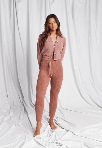 Missguided - Recycled Mocha Cosy Knit Joggers | Missguided (US & CA)