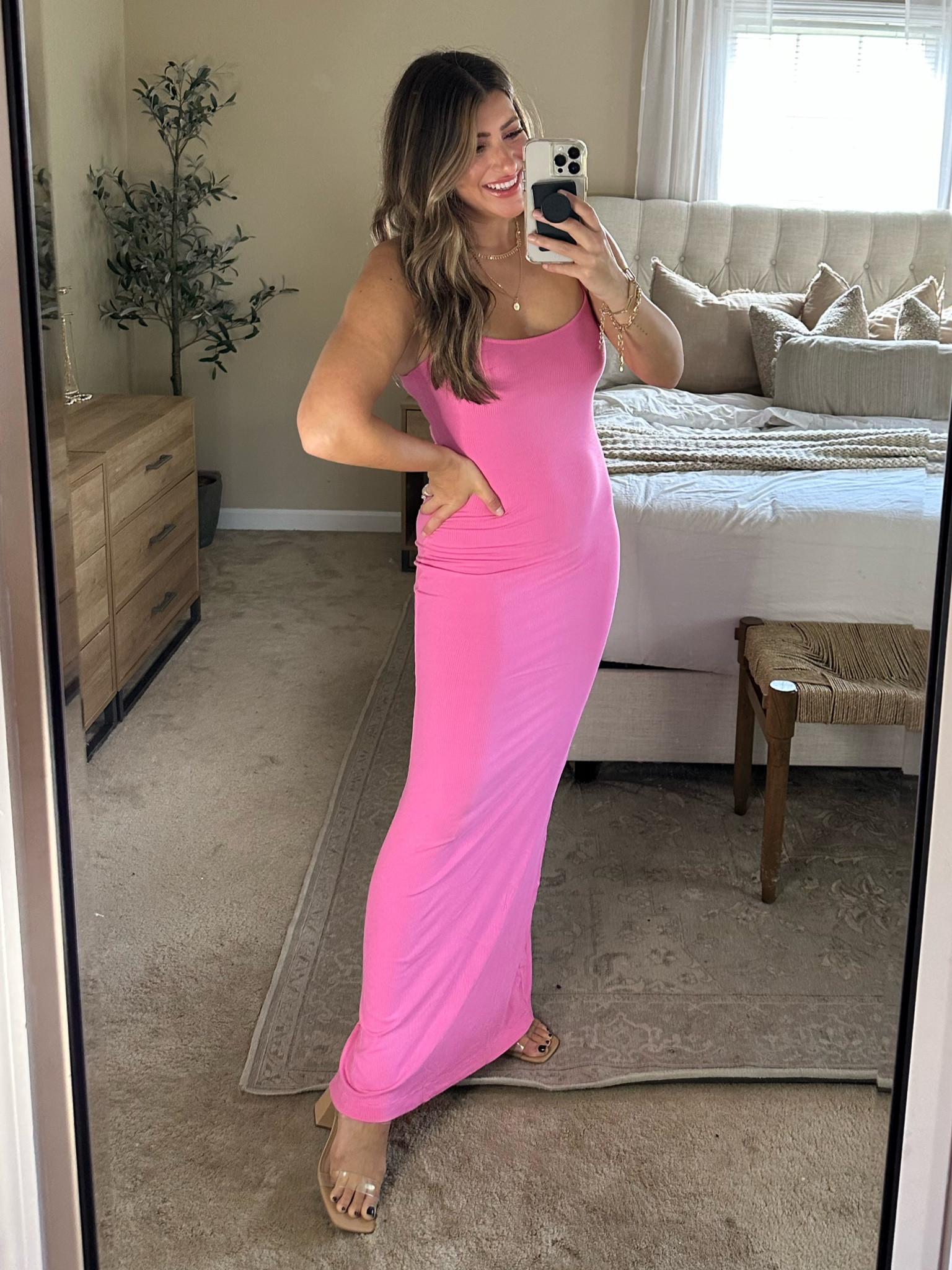 Pink maxi slip dress. Fits TTS from Amazon!

#LTKstyletip #LTKSeasonal #LTKtravel