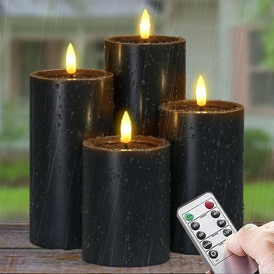 Yeelida Outdoor Halloween 4pcs Flameless Waterproof Candles with Handy Remote Control, Cycle Time... | Amazon (US)