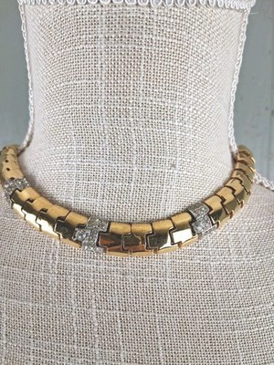 KJL Kenneth Jay Lane Gold Tone Chain Necklace Choker Rhinestones Costume Jewelry | eBay | eBay US