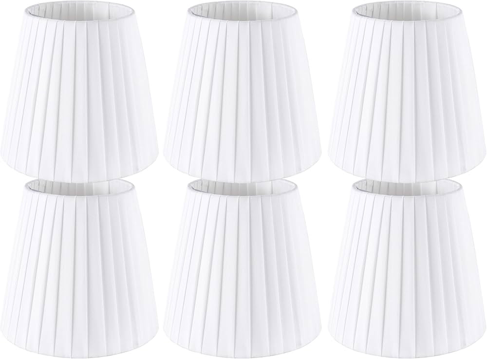 Set of 6 Natural Linen White Clip On Chandelier Lamp Shades For Chandeliers, Wall Lamps, And Othe... | Amazon (US)