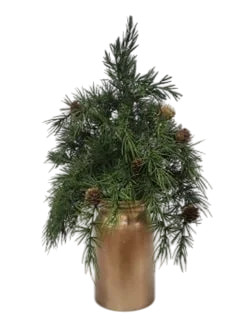 Pine Tree Arrangement in Copper Pot Christmas Tabletop Decoration, Green, 20", by My Texas House | Walmart (US)