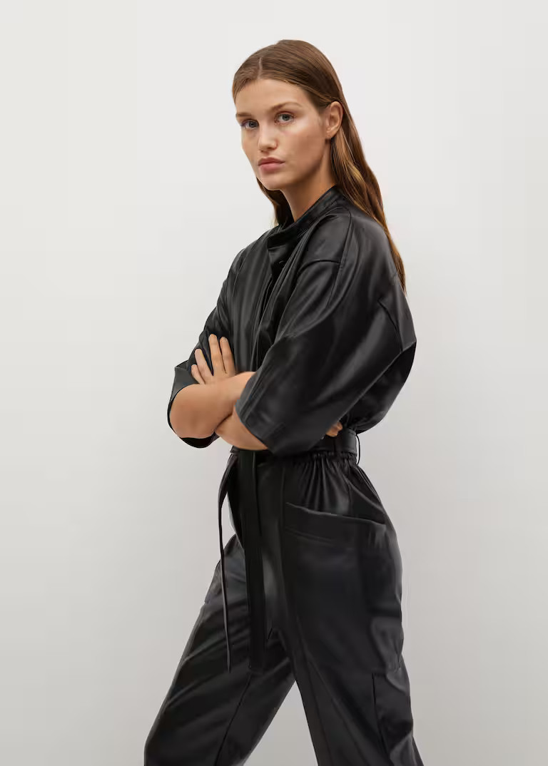 Belt faux-leather jumpsuit | MANGO (UK)