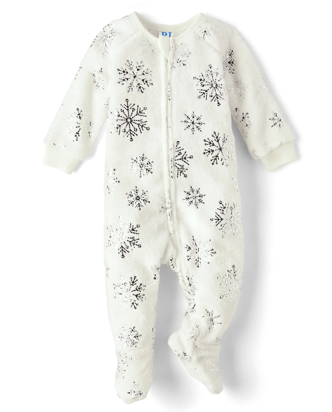 Baby And Toddler Girls Foil Snowflake Fleece Footed One Piece Pajamas - white | The Children's Place
