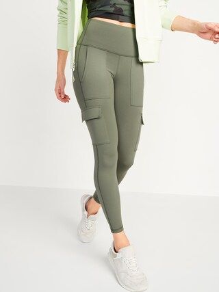 High-Waisted Elevate Cargo 7/8-Length Compression Leggings for Women | Old Navy (US)