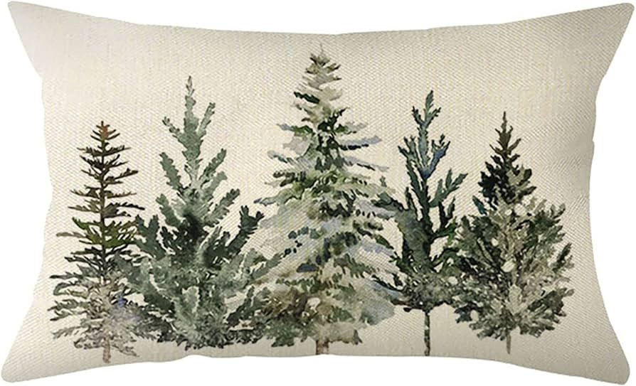 Ogiselestyle Christmas Winter Trees Lumbar Throw Pillow Cover, 12 x 20 Inch Xmas Winter Holiday P... | Amazon (US)