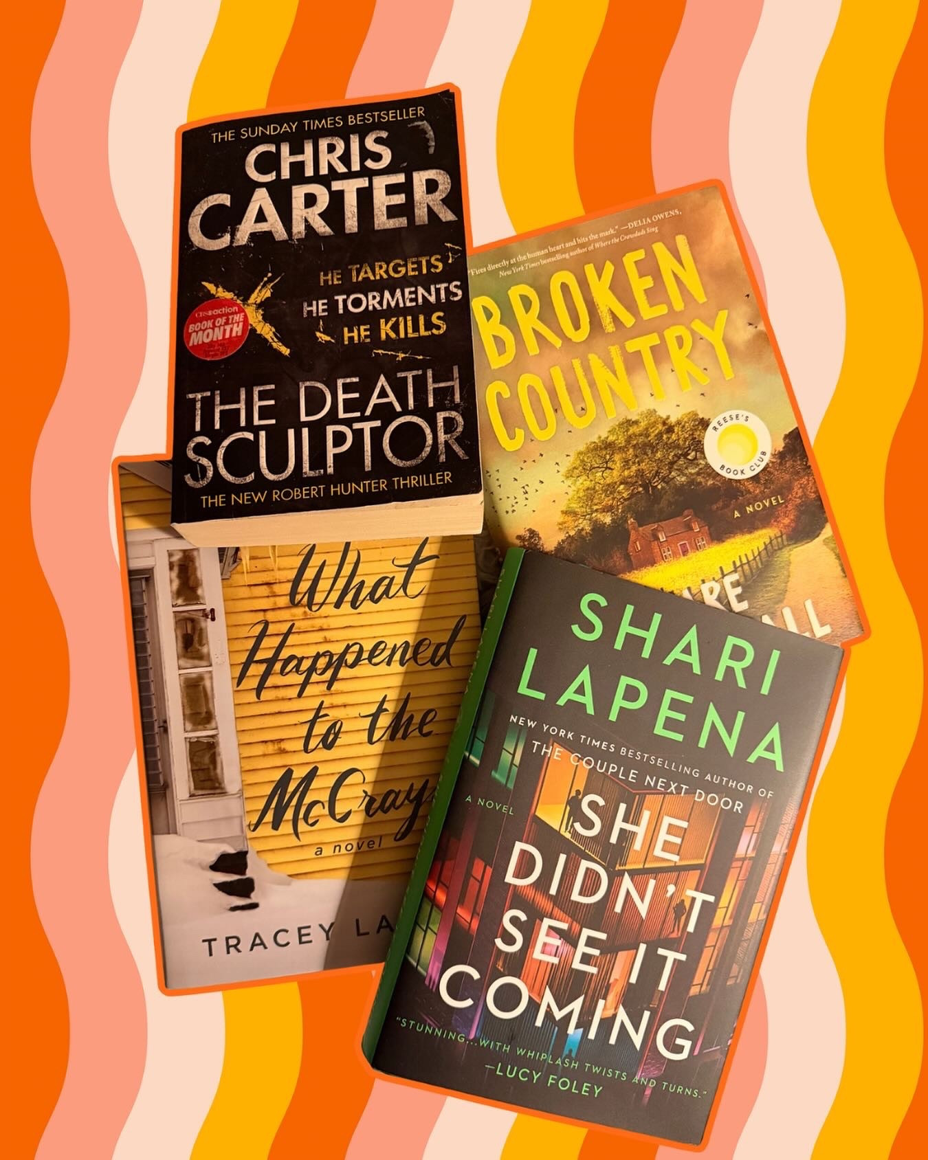 🧡 4 BOOKS FROM MY PHYSICAL TBR 🧡

I’ve already decided that one of my 2026 goals is going to realllyyyyyy be leaning into my physical tbr because I have my own library but not my *dream library room* that I’m manifesting YET. My piles, stacks, and shelves are bursting so I need to get these physical books read! 

The Death Sculptor // Chris Carter - book 4 in the Robert Hunter Series I’m obsessed with this series and cannot wait to read on!! 

What Happened to the McCrays // Tracey Lange - I chose this as a BOTM add on months ago and I really want to prioritize it because I’ve heard amazing things.

Broken Country // Clare Leslie Hall - I have had serious fomo over not reading this one yet everyone has been raving about it! 

She Didn’t See It Coming // Shari Lapena - Shari Lapena enough said. 🙌🏻

QOTD: what is your most read format ? Is there a format you wish you read more of? 

#tbr #booksbooksbooks #booktok #bookstagrammer #physicaltbr #tbrpile #tbrpost