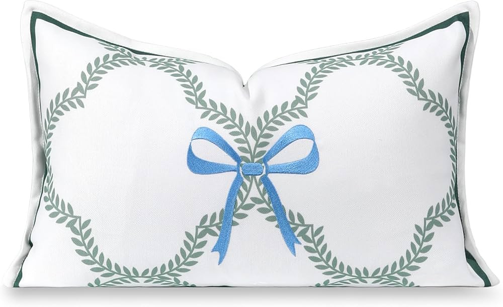 Hofdeco Premium Coastal Grandmillennial Patio Indoor Outdoor Lumbar Pillow Cover Only, 12"x20" Wa... | Amazon (US)