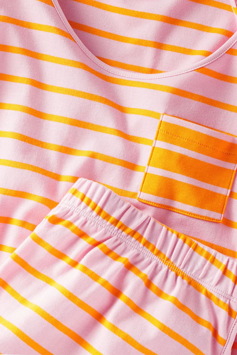 Pima Avery Shorts Set in Pomelo Stripe | Lake Pajamas