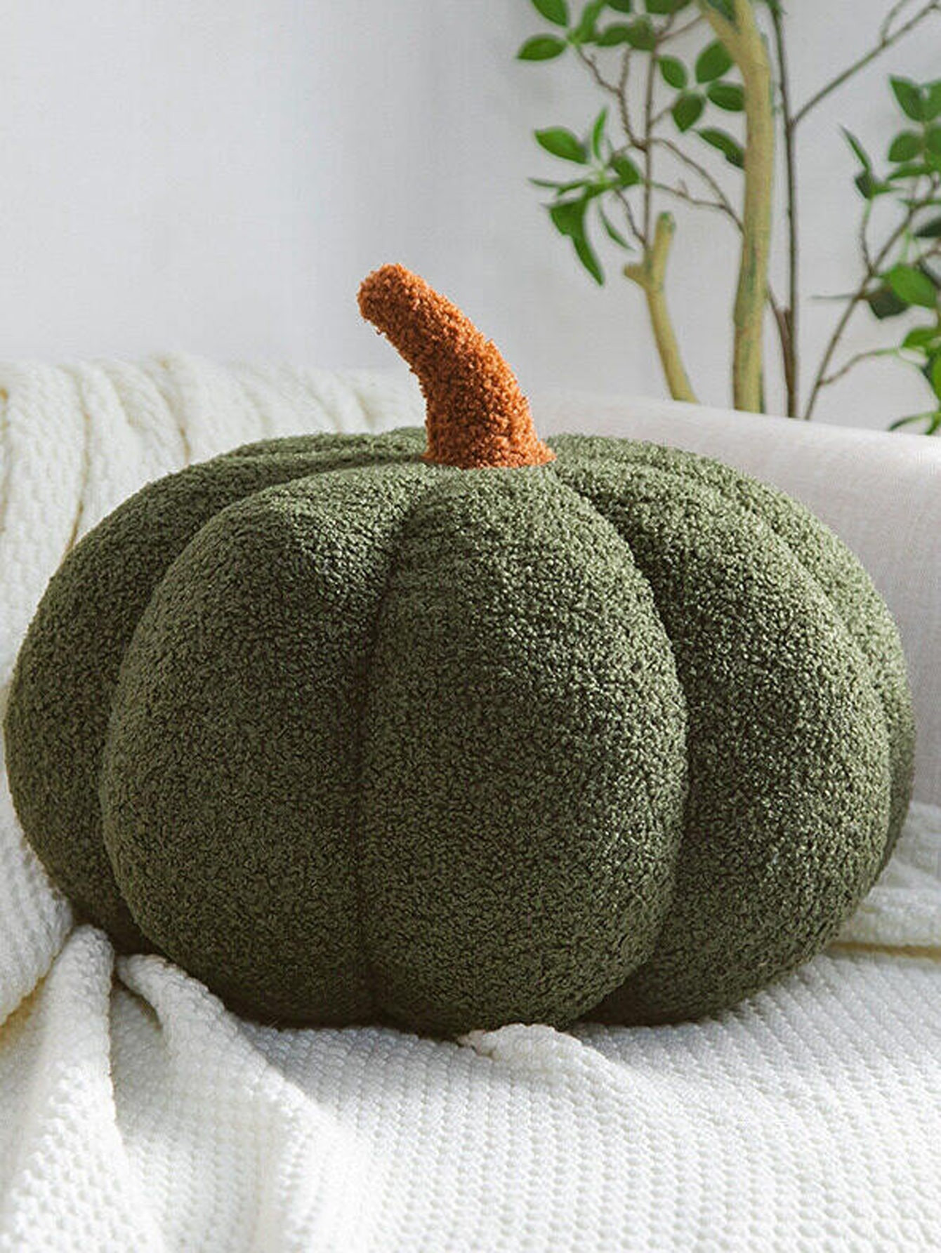 Halloween//Party Celebrating Decoration Pillow With Insert, 1pc Green Pumpkin Shaped Pillow | SHEIN