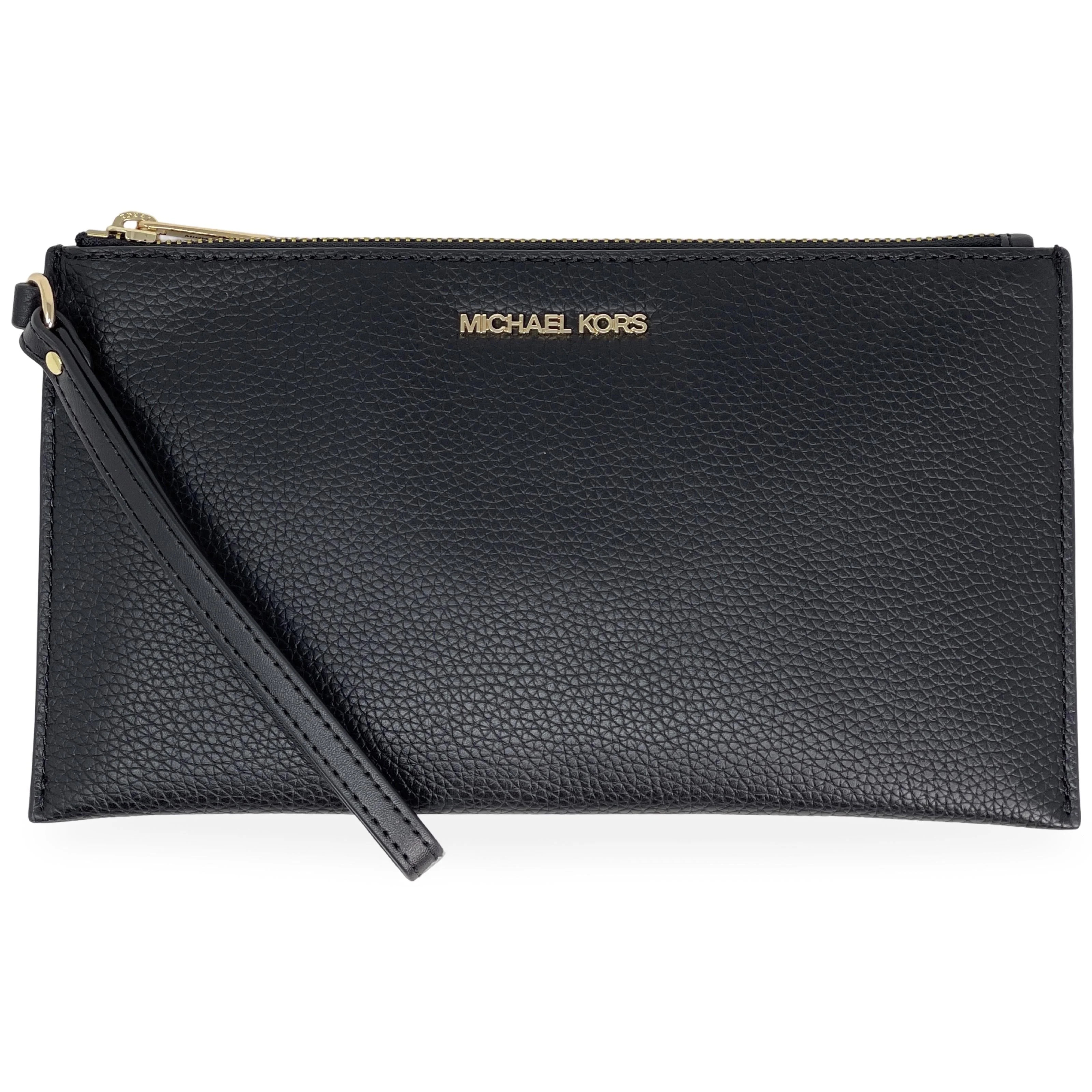 Michael Kors Women's Jet Set Travel Large Pebbled Leather Pouch Black 35S4GTVW3L-001 | Walmart (US)