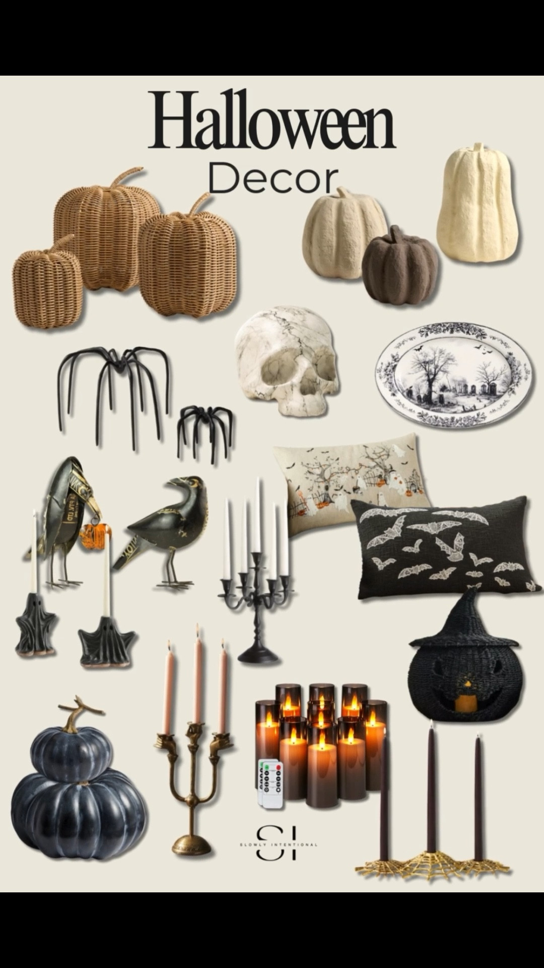Halloween is creeping in and I pulled together my favorite finds to make decorating easy! Think woven pumpkins, spooky skulls, oversized spiders, and black candelabras for instant drama. I love mixing playful touches like witchy baskets and bat pillows with timeless candlelight for a moody vibe. Whether you go all out or keep it subtle, these pieces will bring a cozy yet spooky look to your home this Halloween.


#LTKHome #LTKSeasonal
