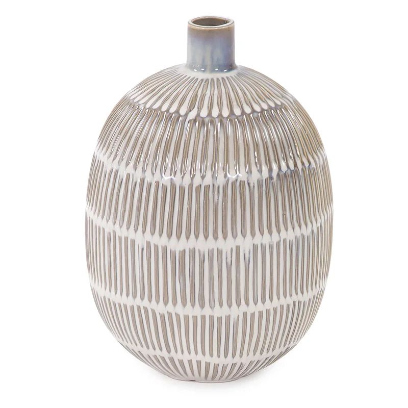 Clancy White/Brown Ceramic Table Vase | Wayfair North America