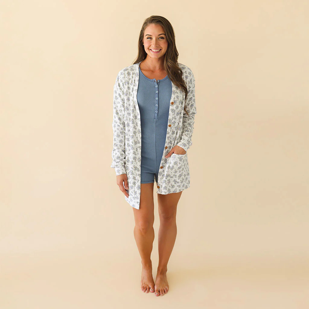 Floral White Women's Oversized Cardigan | Esmerelda | Posh Peanut