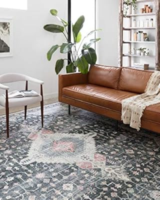 Loloi II Skye Collection Printed Distressed Vintage Area Rug, 9'-0" x 12'-0", Charcoal/Multi | Amazon (US)