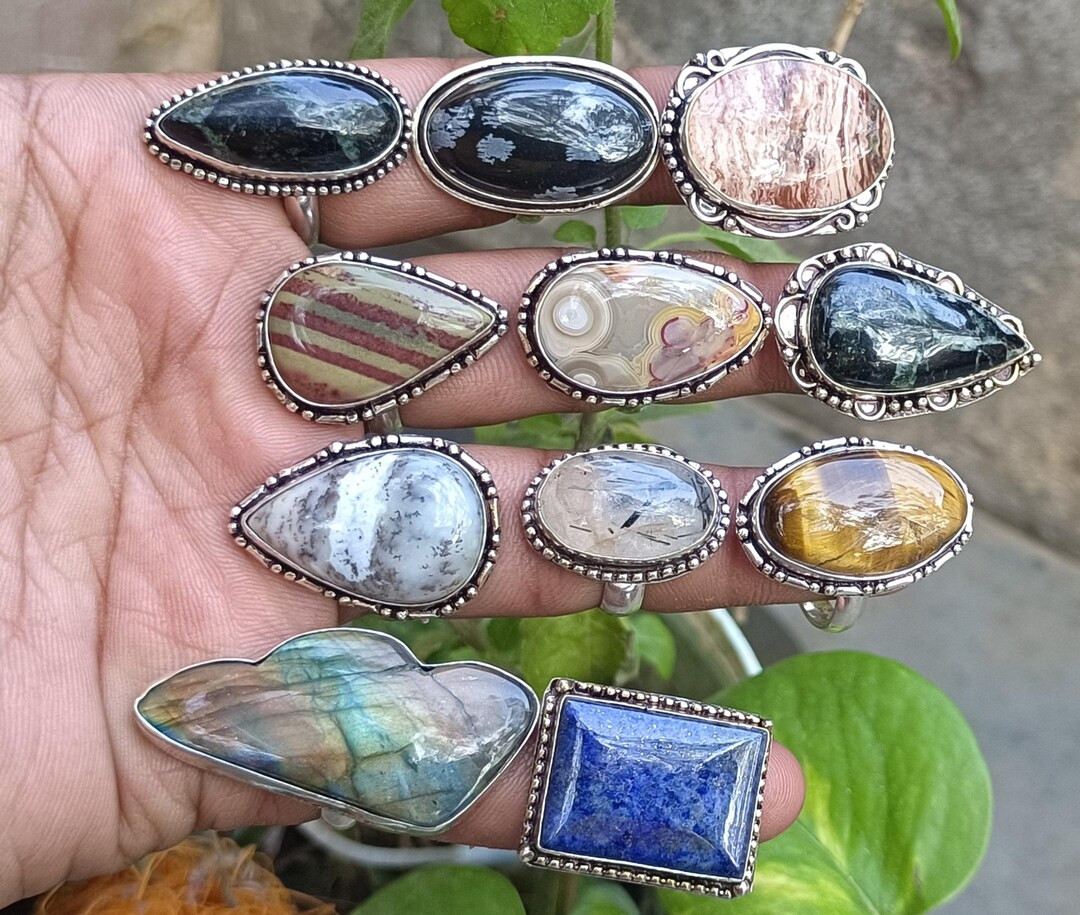 Mystery Pack Of Rings / 925 Silver Plated Gemstone Rings Lot / Women's Rings Lot / Statment Ring ... | Etsy (US)