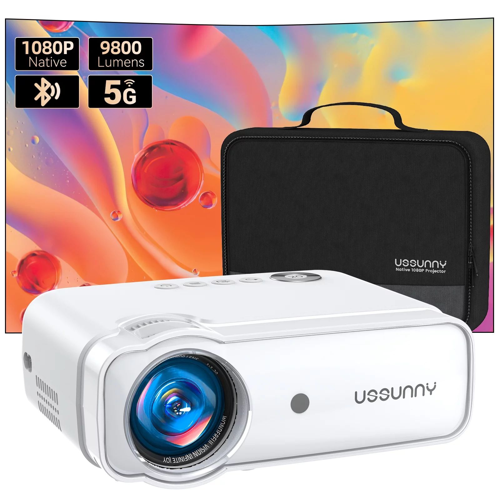 5G Native 1080P Portable Projector with WiFi and Bluetooth, USSUNNY /130ANSI HD Movie Projector H... | Walmart (US)