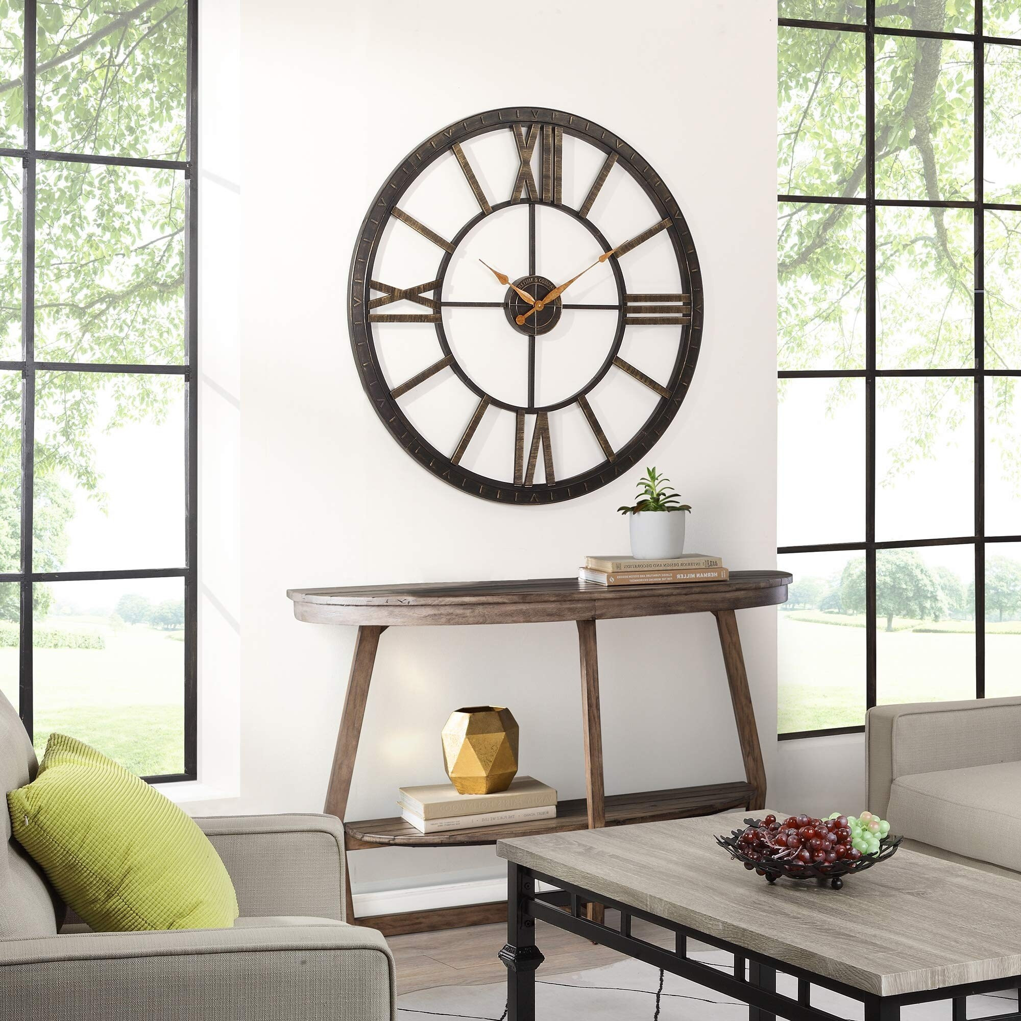 Bronze Big Time Wall Clock, Large Vintage Decor for Living Room and Home Office, Round, Plastic, Farmhouse, 40 inches | Bed Bath & Beyond