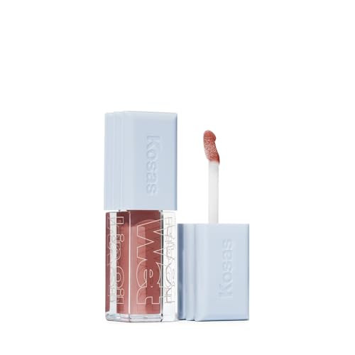 Kosas Wet Lip Oil Gloss - Hydrating Lip Plumping Treatment with Hyaluronic Acid & Peptides, Non-Sticky Finish (Unbuttoned) | Amazon (US)