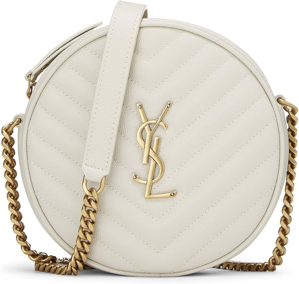 Amazon.com: Yves Saint Laurent, Pre-Loved Cream Grainy Leather Round Camera Bag, Cream : Luxury S... | Amazon (US)