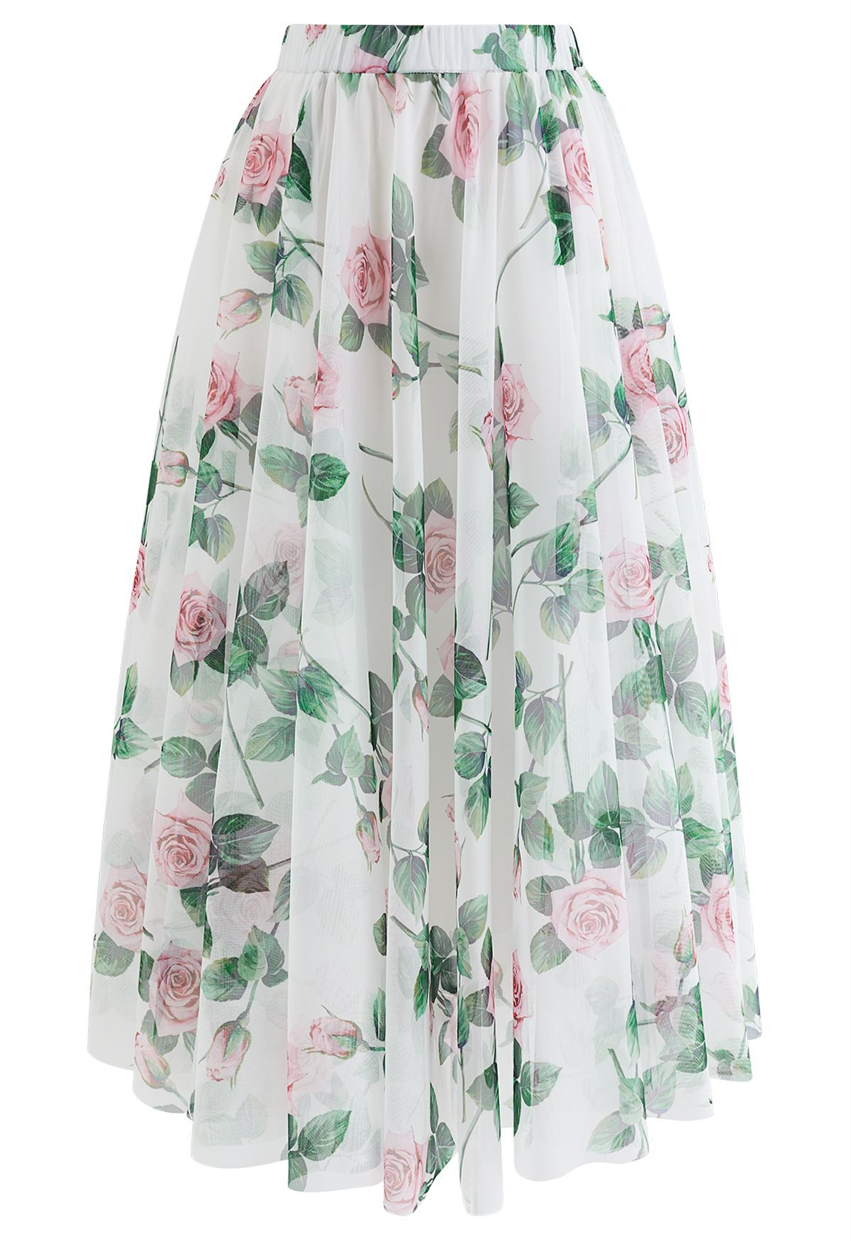 Timeless Rose Mesh Tulle Midi Skirt | Chicwish