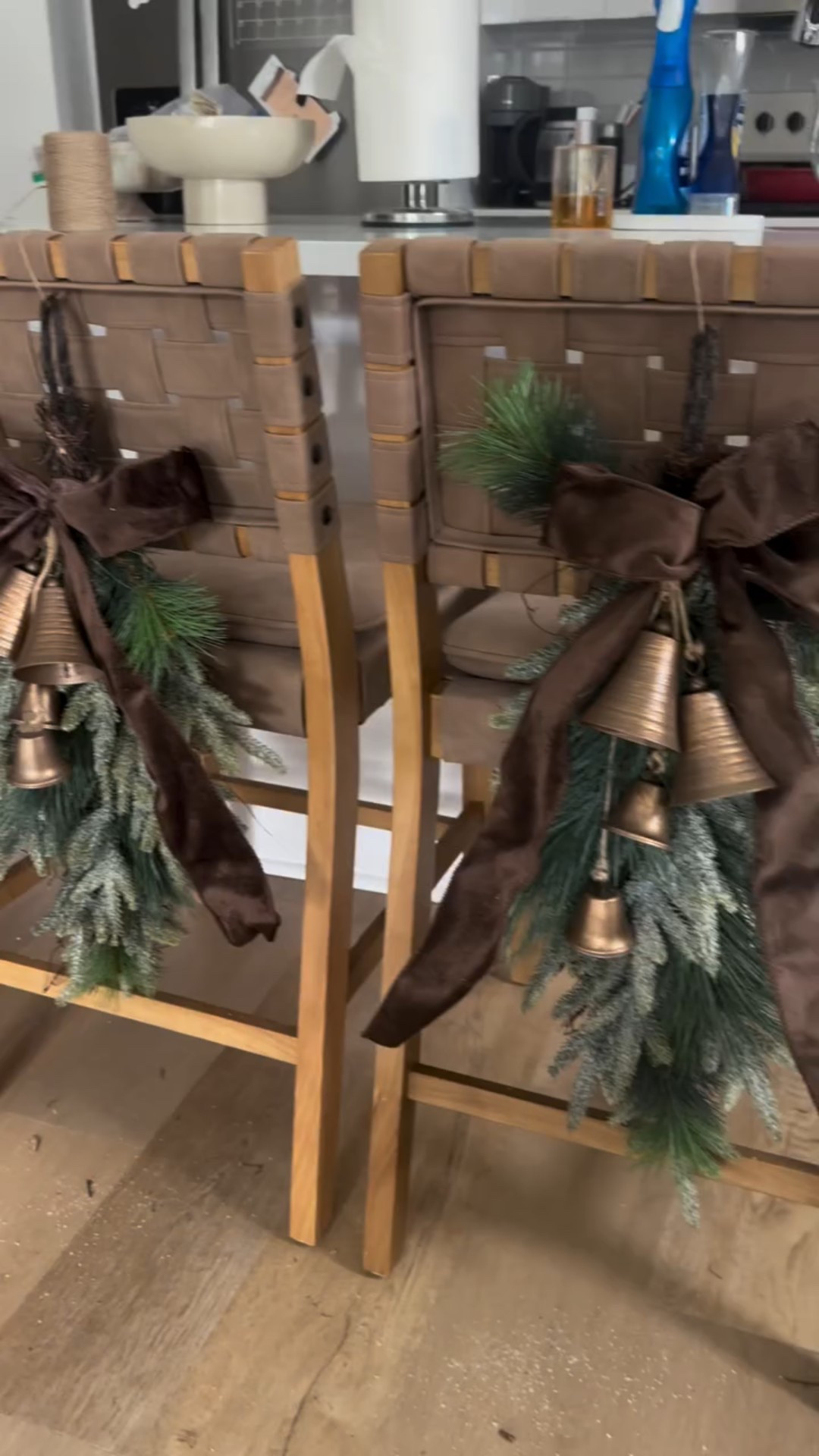 it’s timeeeeee 🤭🎄 first part of christmas decor went up yesterday and I am excited!! This was super simple took all of five minutes and only two products. 

All you need is the hanging garland and then I used twine to tie it to the seat! The twine matches the leather backs so it look undetectable too. Walmart find garland and amazon twine. 

#christmas #christmasdecor #christmasdecorations #affordabledecor #barstools #holidays #holidaydecor #home #ltkhome #walmart #walmartfinds #walmarthome #nathanjames

#LTKHome #LTKHoliday #LTKSeasonal