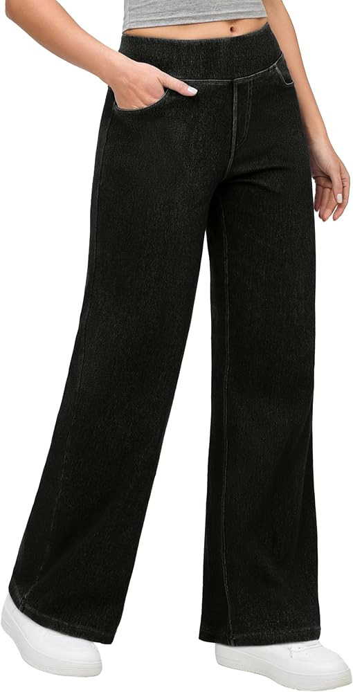 IUGA Wide Leg Jeans Woman High Waisted Pull On Baggy Jeans for Women Stretchy Trendy Womens Jean ... | Amazon (US)