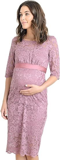 Hello MIZ Women's Baby Shower Floral Lace Maternity Dress | Amazon (US)