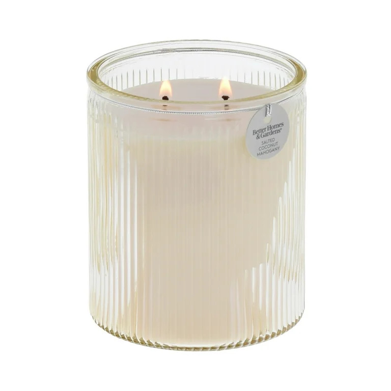 Better Homes & Gardens Salted Coconut and Mahogany Scented 2-Wick 17.1oz Ribbed Jar Candle | Walmart (US)