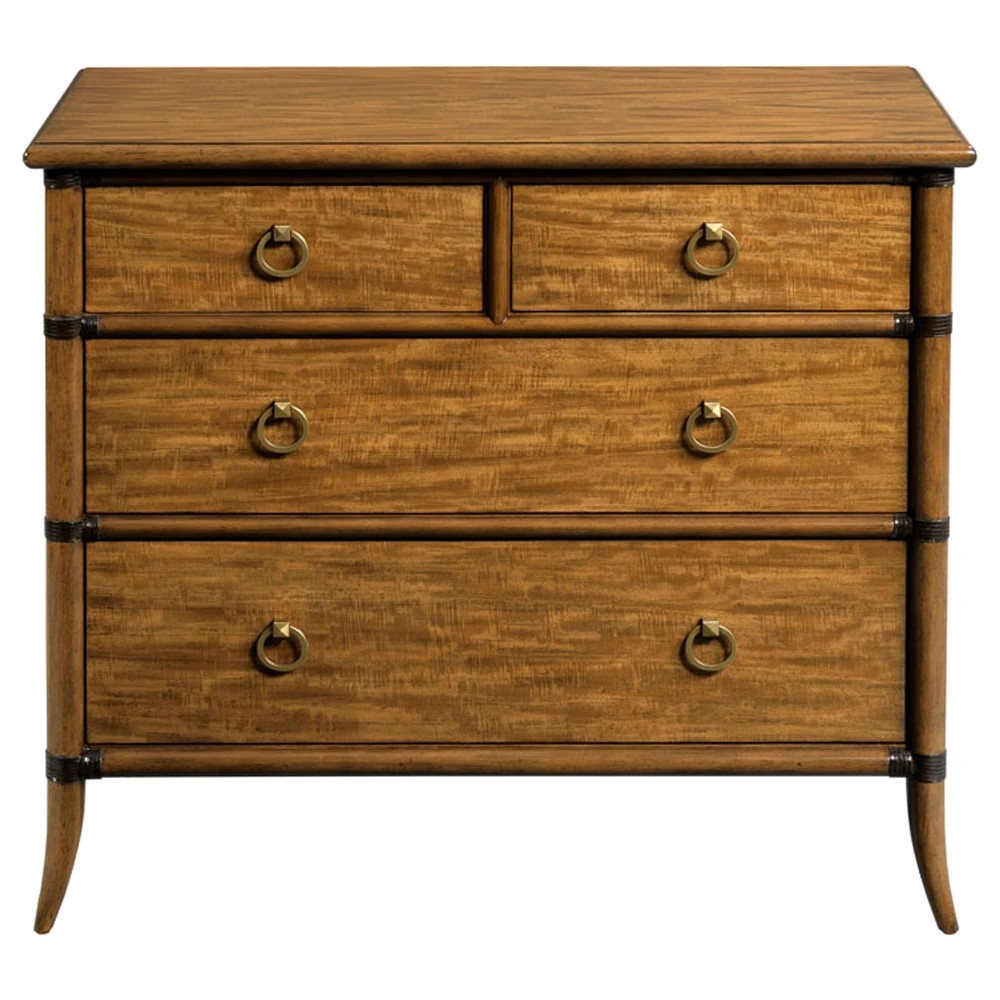 Linwood Updated Traditional Brown Wood Wide Nightstand | Kathy Kuo Home
