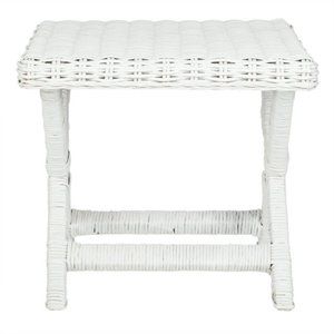 Safavieh Manor Wicker and Wooden Bench in White | Cymax