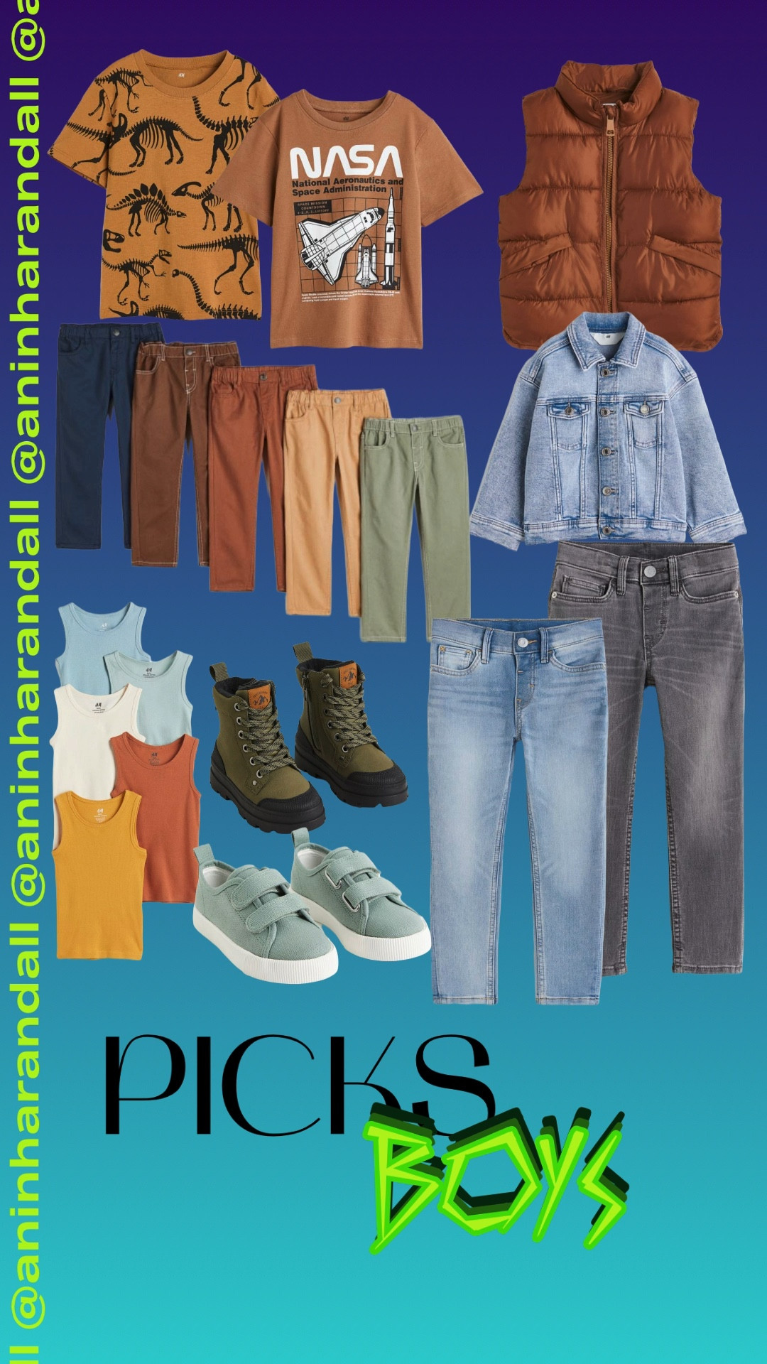 T-shirt | Waterproof Boots | Denin Jacket | Water-repellent Puffer Vest | Tank Tops | Boxer shorts | Stretch Slim Fit Jeans | Tapered Fit Pants | Canvas sneakers | kids | boys | H&M 

#LTKkids #LTKstyletip #LTKFind